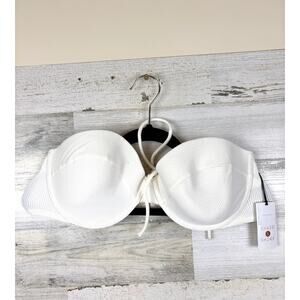 Shade & Shore Womens 36D White Pearl Halter Wired Bikini Swim Top Beach NWT